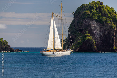 Saint Vincent and the Grenadines, ketch sailboat with wishbone rig