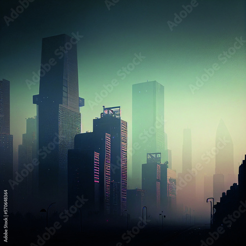 High Pollution City this Illustration created with Generative AI Technology
