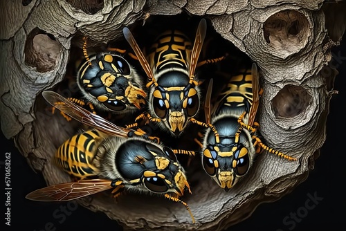 A Nest of Wasps full of killer wasps ready to attack and get food, specially meat, becoming a menace for campers on the outdoor world