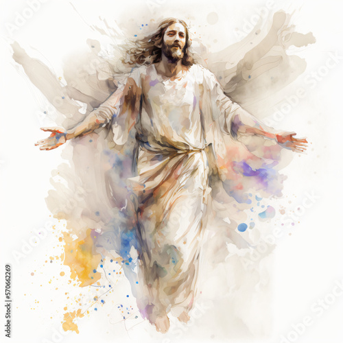 the resurrection of Jesus watercolor painting isolated on a white background Generative Ai