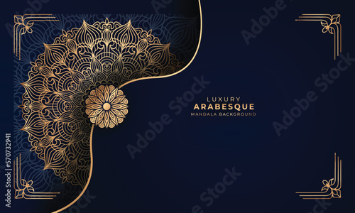 Luxury mandala background with golden arabesque pattern, decorative ornamental mandala for invitation card, book cover, poster, print