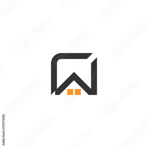 letter rw home shape square geometric logo vector