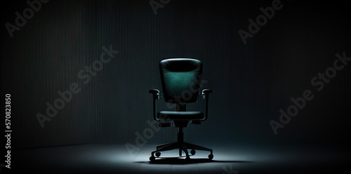 leather office chair in front of black background. Generative AI