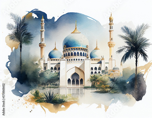 Realistic Islamic Mosque Background Generative AI