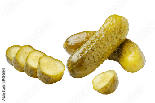 Pickled cucumbers whole and sliced