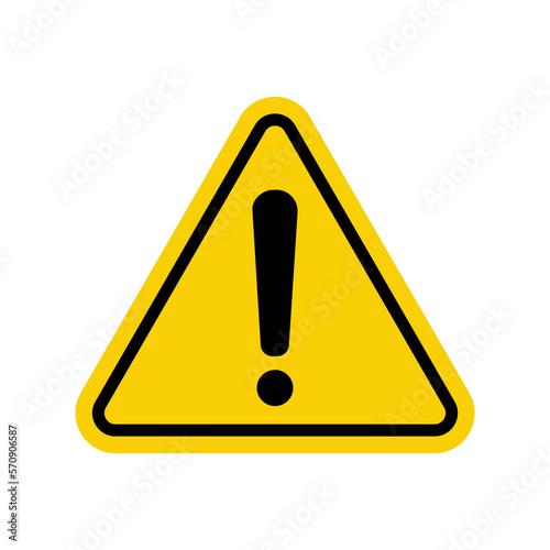 Sign. Exclamation point on a yellow triangle. Caution and warning. Road sign. Caution danger sign.