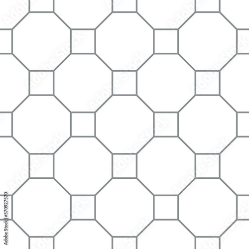 Seamless pattern of paving slabs in the form of squares and hexagons. Simple wallpaper with diagonal geometric print. Monochrome vector background.