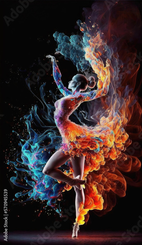 ballerina dancing on fire, generated by generative AI