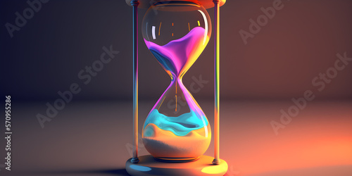 hourglass with pastel liquid sand. generative ai