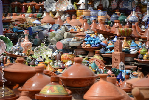 tajine / tagine - a market full of variety needed for cooking - Marocco
