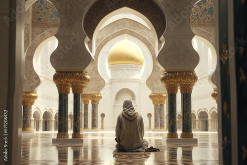 Grand sheikh zayed mosque in UAE, Abu dhabi, islam religious place of worship, muslim praying 