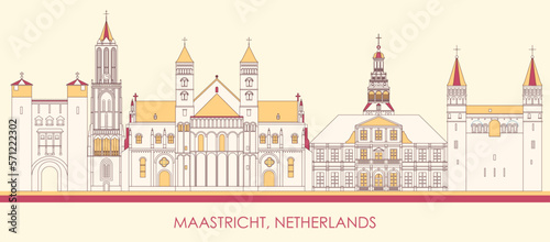 Cartoon Skyline panorama of city of Maastricht, Netherlands - vector illustration