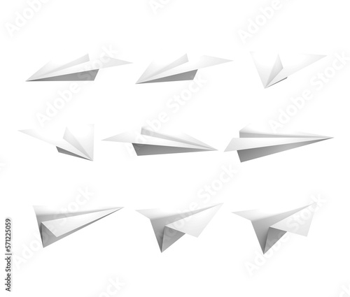 3d rendering sprite sequence origami paper plane perspective view
