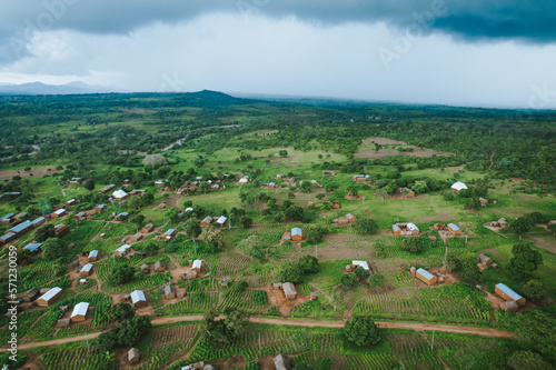 Mud huts in rural village in Tanzania, Africa