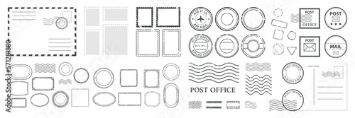 Grunge postage stamp collection. Set of post stamp. Retro grunge postmark