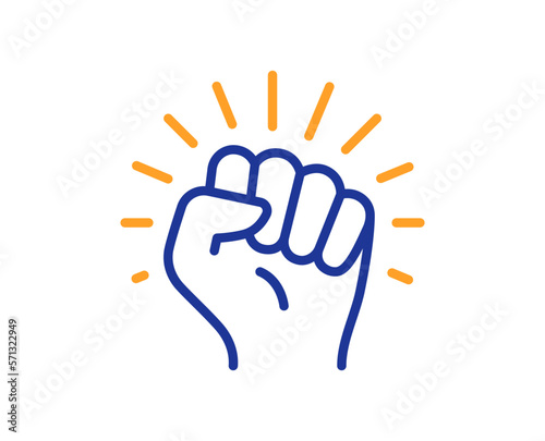 Empower line icon. Strong fist sign. Empowerment strength symbol. Colorful thin line outline concept. Linear style empower icon. Editable stroke. Vector