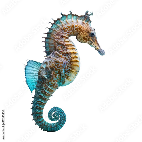 Sea horse detailed closeup PNG on transparent isolated background