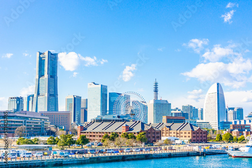 神奈川県横浜市みなとみらい地区の都市風景