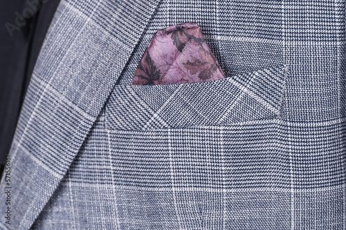 A pocket square in a jacket pocket.