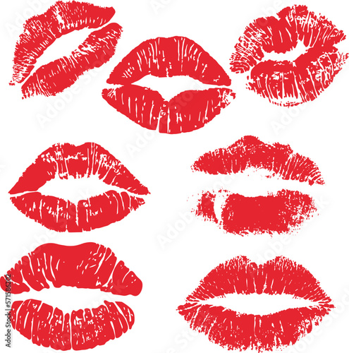 Kiss icon, Red lips silhouette set, EPS Vector