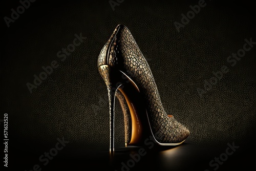 luxury high heel, closed up black background (Ai generated)