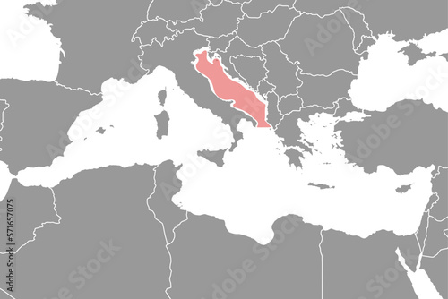 Adriatic Sea on the world map. Vector illustration.