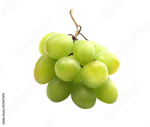 Small bunch of green grapes isolated on transparent background. 