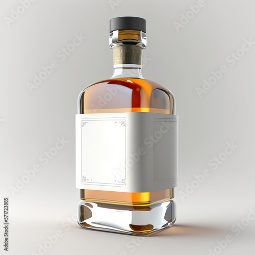 Alcohol bottle mockup with blank label. Generative ai.