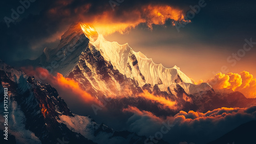 himalayan mountain top above the clouds