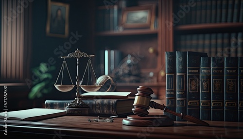 judge gavel and books. Law firm courtroom, Office space for legal work. Lawyers and judges.