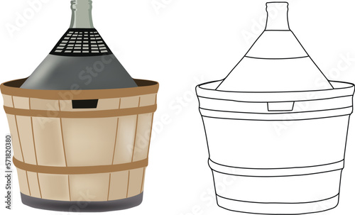 glass demijohn containing and transport of wine-