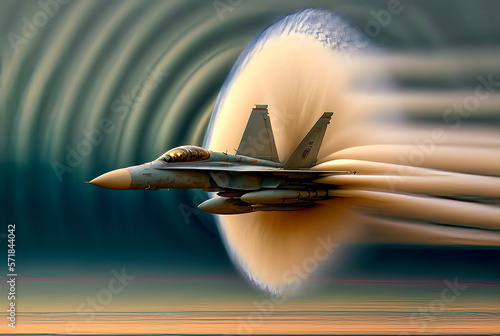 A supersonic fighter plane captured breaking the sound barrier, a symbolic visual to represent the powerful performance of air. Generative AI