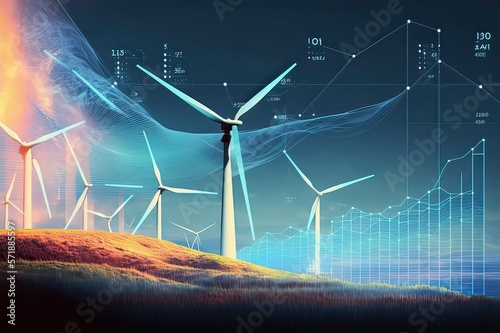 Energy prices rising concepts: Rising energy costs, renewable sources and finance. Photo generative AI.