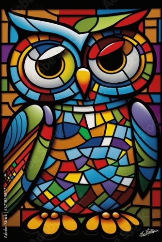 owl art colored illustration, coruja colorida ilustração, arte. GENERATIVE AI