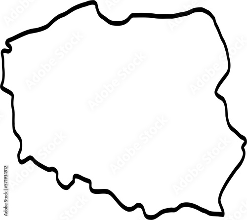 doodle freehand drawing of poland map.