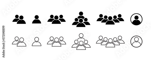 People group icon set. User profile symbol. Team people. Group of people or group of users collection. Persons symbol - stock vector.