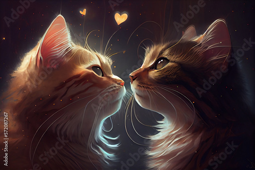 da vinci painting beautiful cats in love