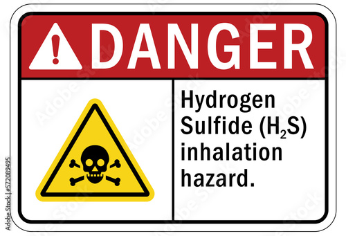 Hydrogen chemical warning sign and labels hydrogen sulfide inhalation hazard