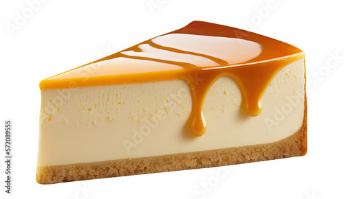 Delicious cheesecake cut out. Based on Generative AI