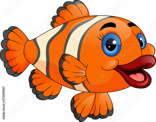 Cute clown fish girl cartoon