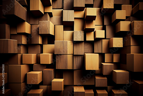 Wood blocks wall, background