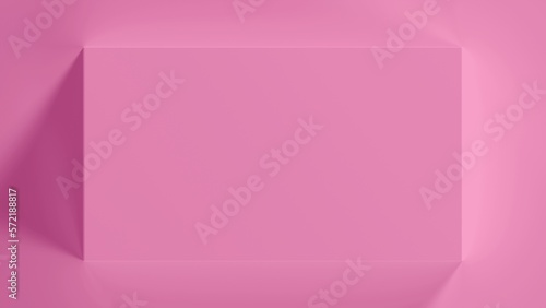 ピンク色の長方形の箱を俯瞰した3D背景テンプレート素材