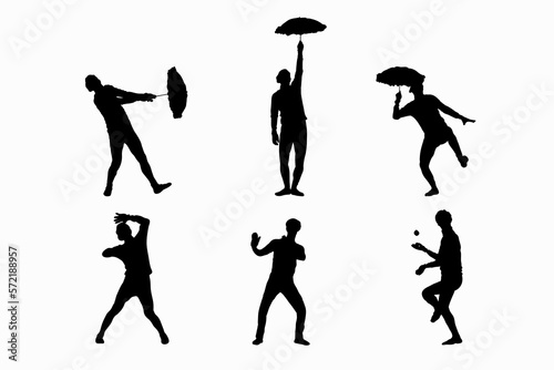 Set of silhouettes of pantomime drama vector design