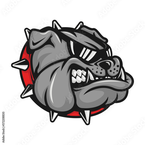 Gonzaga Bulldog mascot head with black sunglasses on logo vector illustration