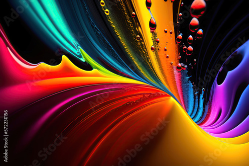 Ilustración generativa de IA de pintura salpicada con gotas individuales de color que forman un patrón hermoso e intrincado.