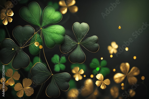 Celebrate St. Patrick's Day with green shamrock leaves. Generative AI