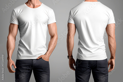 Man Wearing Blank White T-shirt - Generative AI