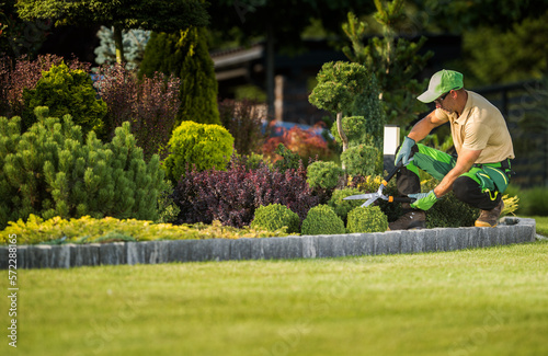 Landscape Garden Maintenance Professional at Work