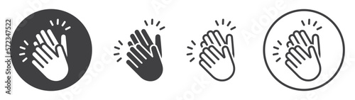Set of hands clapping icon. Clap symbol, victory gesture, applause. Congratulations, celebration and success. Vector illustration.
