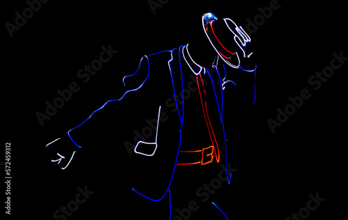 Dancers in suits with LED lamps. light show